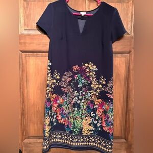 Floral Print Navy Shift Dress